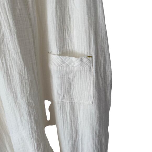 Saturday Sunday By Anthropologie Cream Gauzy Overalls Tie Shoulder size medium - Picture 9 of 10